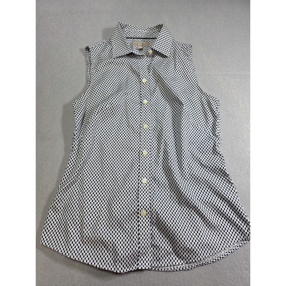 Banana Republic Black & White Sleeveless Geometric Print Blouse